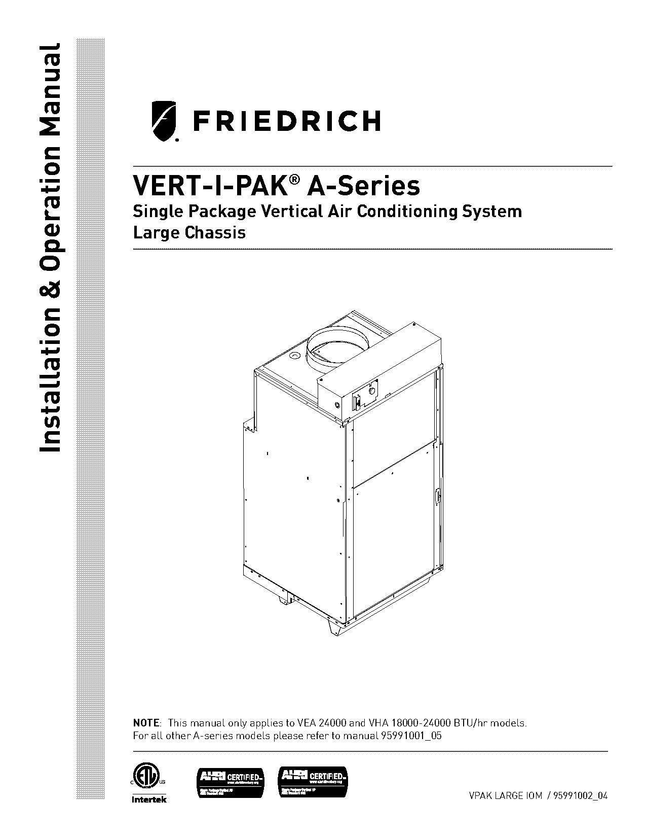 friedrich vertipak engineering manual