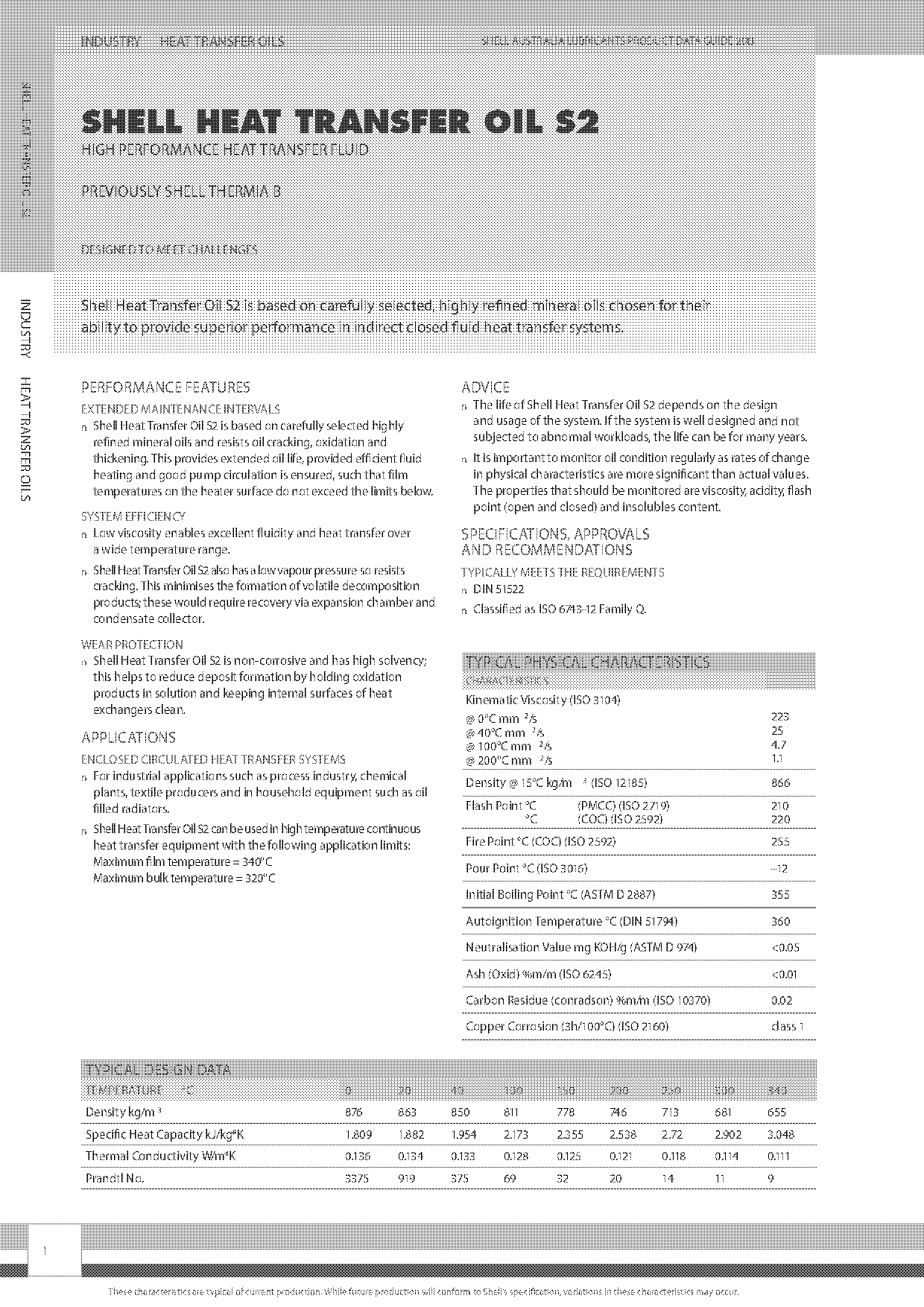 heat transfer oil physical properties