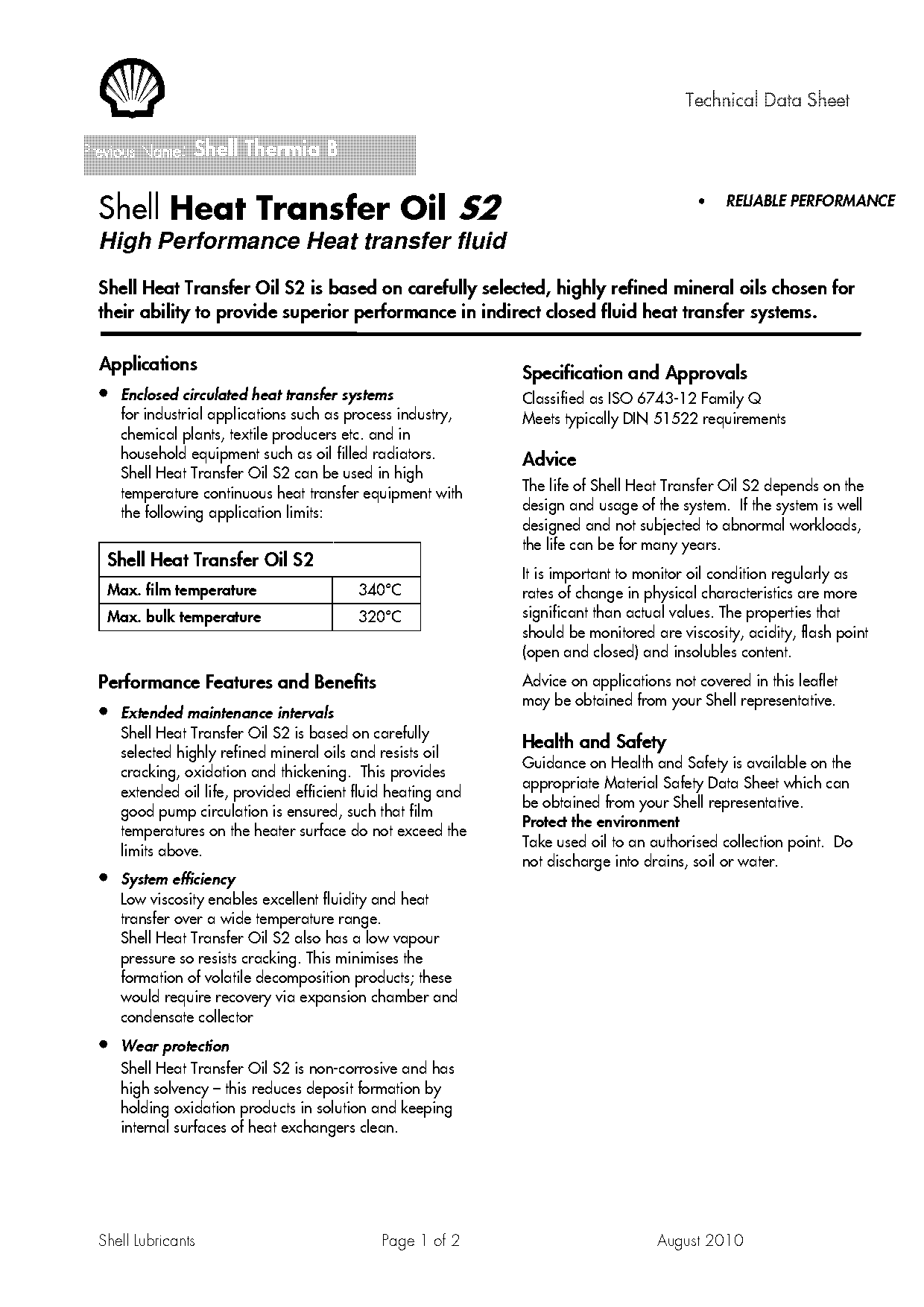 heat transfer oil physical properties